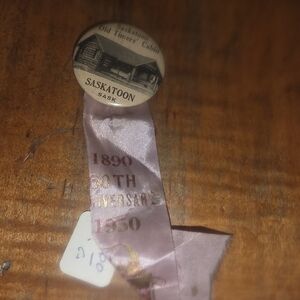 Vintage 1950 CP Railway Saskatoon 60th Anniversary Ribbon Button Pinback